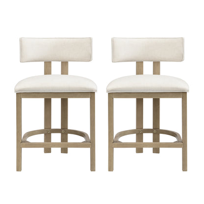 26" Counter Height Bar Stool, Upholstered Counter Stools (Set of 2)-Light Ash+beige image 1
