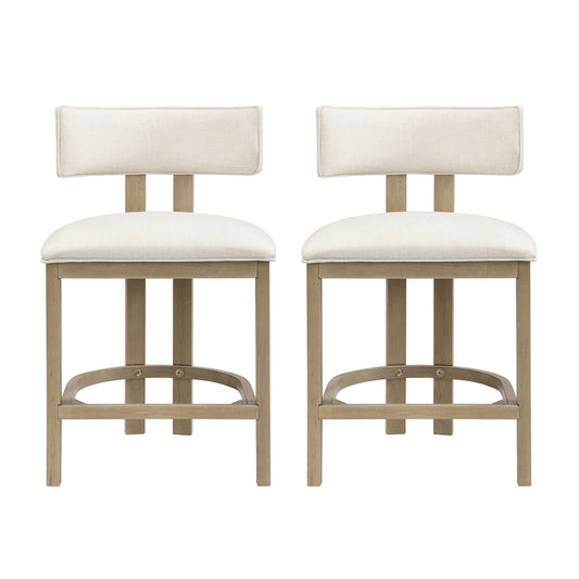 26 inch counter height bar stool set of 2 upholstered light ash beige front view