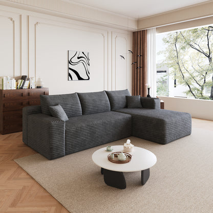 95" Cloud Sectional Sofa,Modern Minimalist Upholstered Couches, Comfort U Shaped Sofa for Living Room,Deep Seat Corner Couch,No Assembly Required,Dark Grey((Plush Corduroy Fabric) image 5