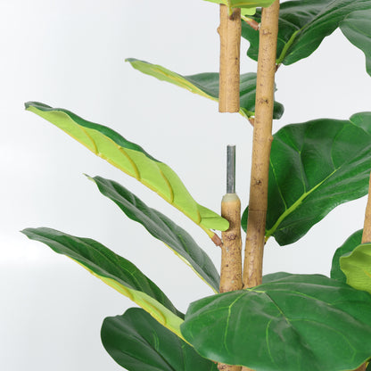 5.2FT Artificial Fiddle Leaf Fig Tree With Decorative White Pot, Real Touch Fake Indoor Plant for Home Office Living Room Corner Decoration, 1pc/set image 9