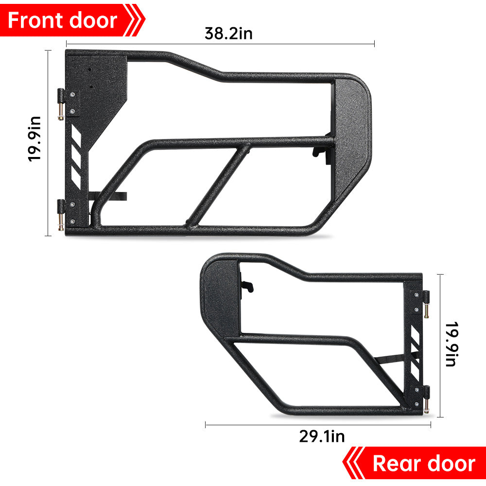Tube Doors with Side View Mirror for 2018-2026 Jeep Wrangler JL JLU & Gladiator JT 4-Doors (Includes 4XE) 4-piece set Off Road Summer Trail Adventure image 4