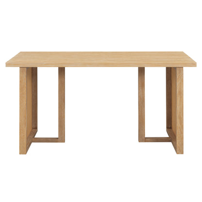 TREXM 7-Piece Farmhouse Dining Table Set for 6 - 59.8" Rectangular Dining Table with Distressed Oak Veneer and 6 Rattan Chairs, Rustic Kitchen Furniture for Dining Room(Natural) image 7