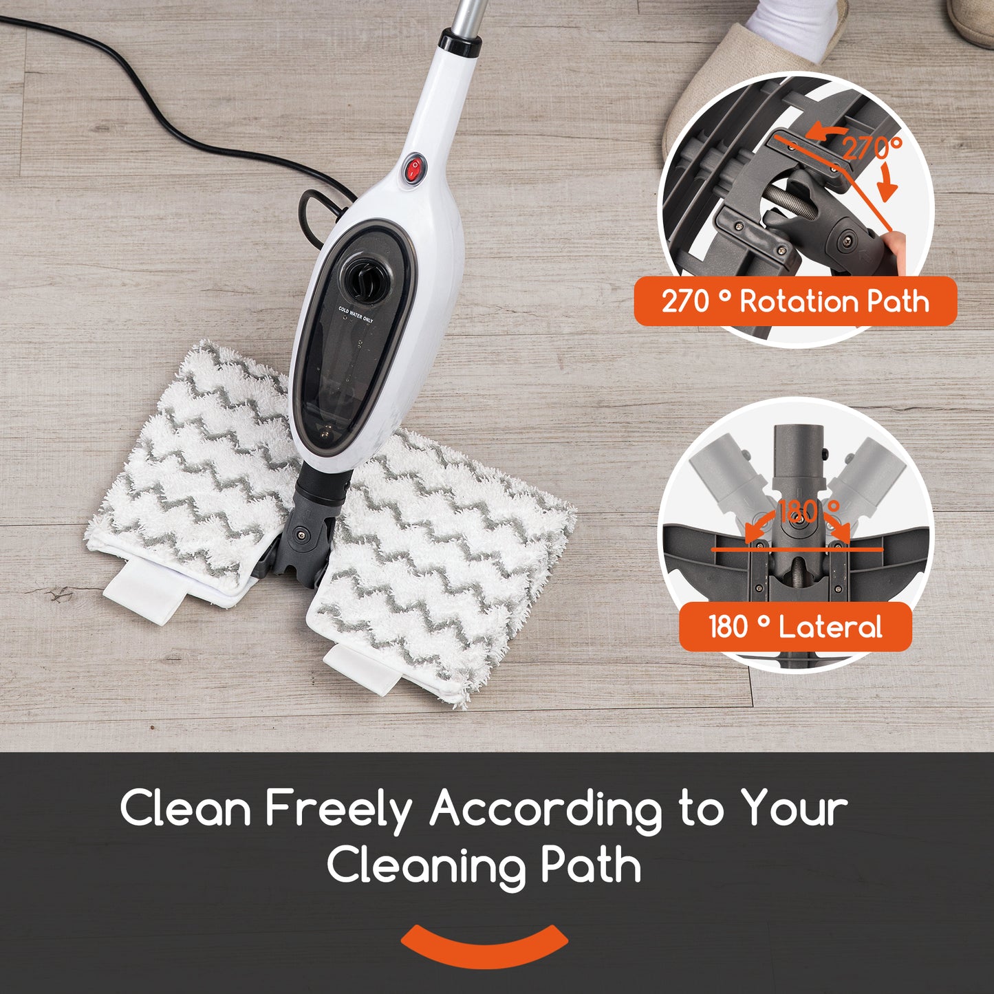 Steam Mops for Floor Cleaning, Unique Double-Sided Flip Design, 15 Seconds Fast Heating 10-in-1 Steam Cleaner for Kitchen, Living Room Wood Floor Tile Cleaning image 8