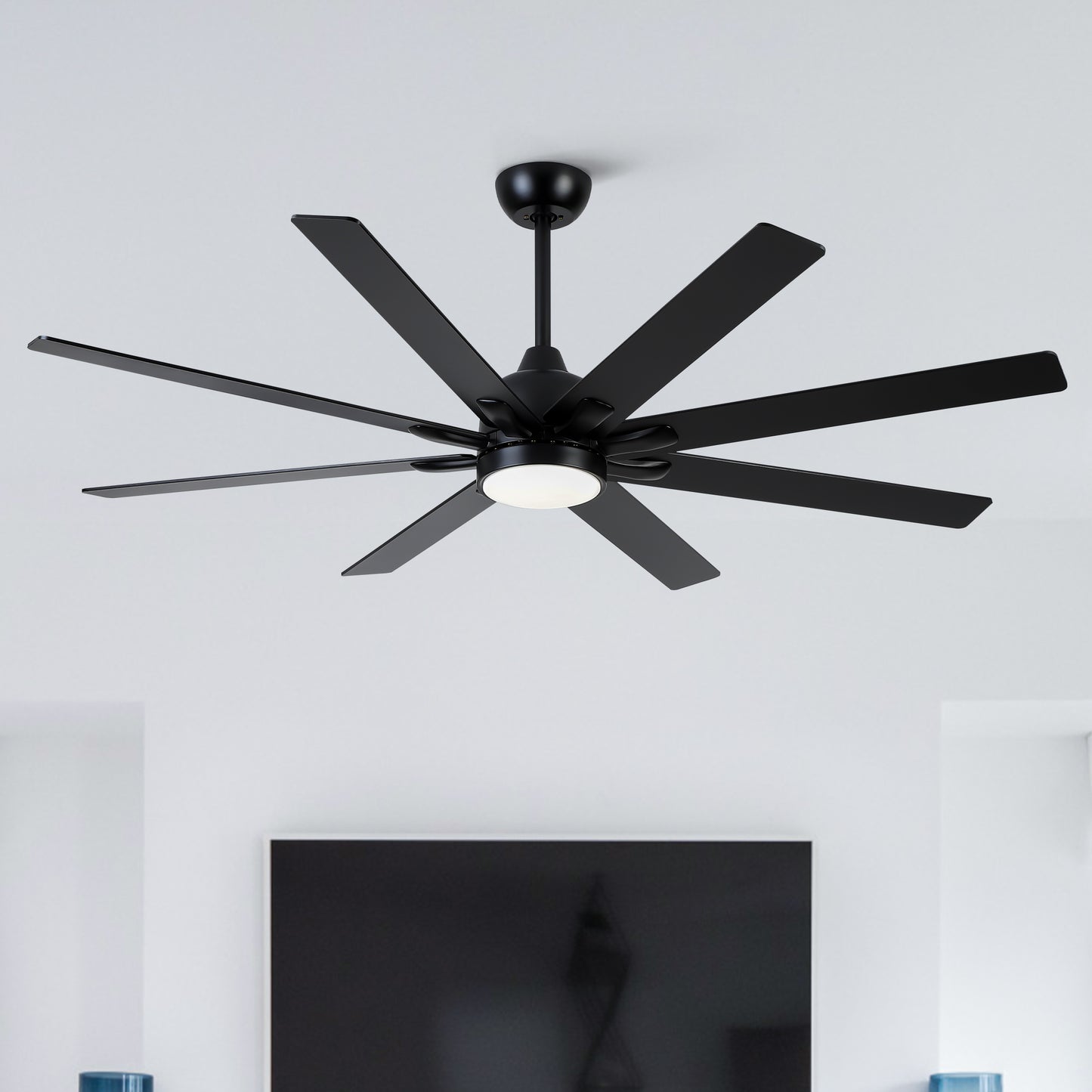 72 In. Indoor Modern Black Ceiling Fans with Integrated LED Lighting with Remote Control image 2