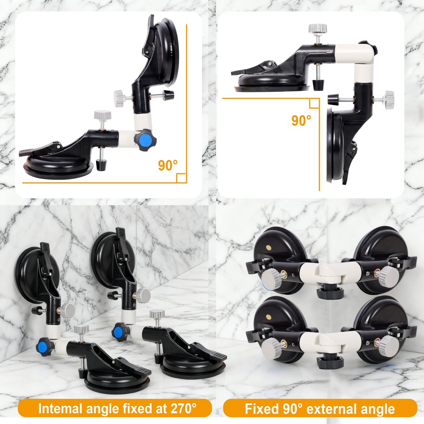 3-in-1 Adjustable angles (90-270 degrees) Suction Cup Tool for Seam Joining,fixation,and Leveling, Professional Countertop Installation Tool,black color image 2
