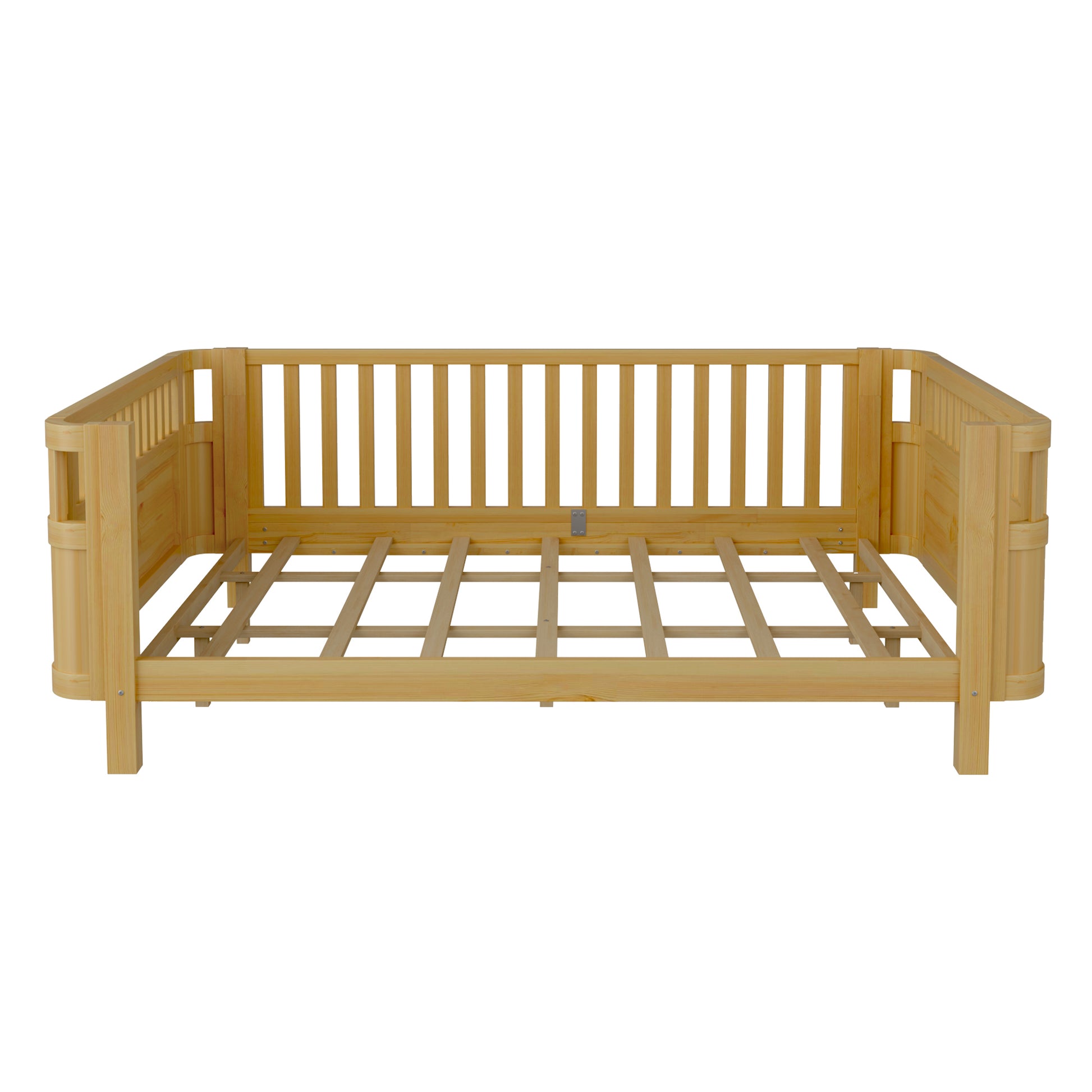 Queen Size Wood Platform Bed, Wood Low Profile Queen Bed with Rails for Girls and Boys,Natural(Expect Arrival Date 2026/3/30) image 9