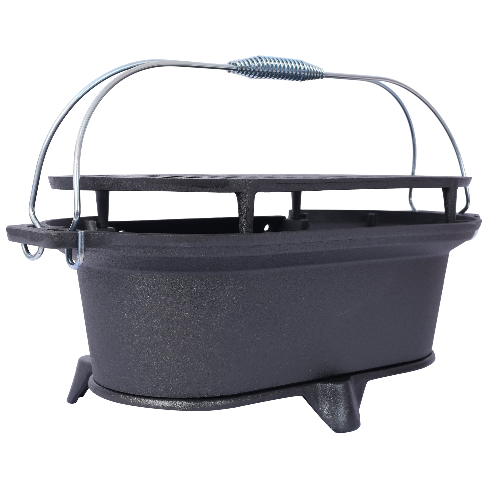 Oval Cast Iron Grill Outdoor, Portable Charcoal Grill and Tabletop Cast Iron Skillet - 100% Cast Iron, Durable, Small Charcoal Grill, Camping Stove, Hibachi Grill image 7