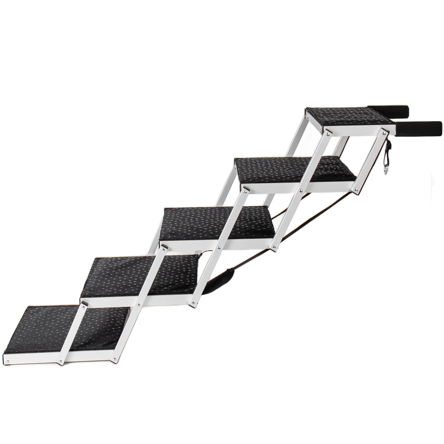 Aluminum Frame Foldable Dog Stairs, 5 Steps Heavy Duty Pet Ramp with Non Slip Surface and Soft Foam Handle, Dogs Stairs for Cars, High Beds, Truck, Supports up to 250 lbs image 7