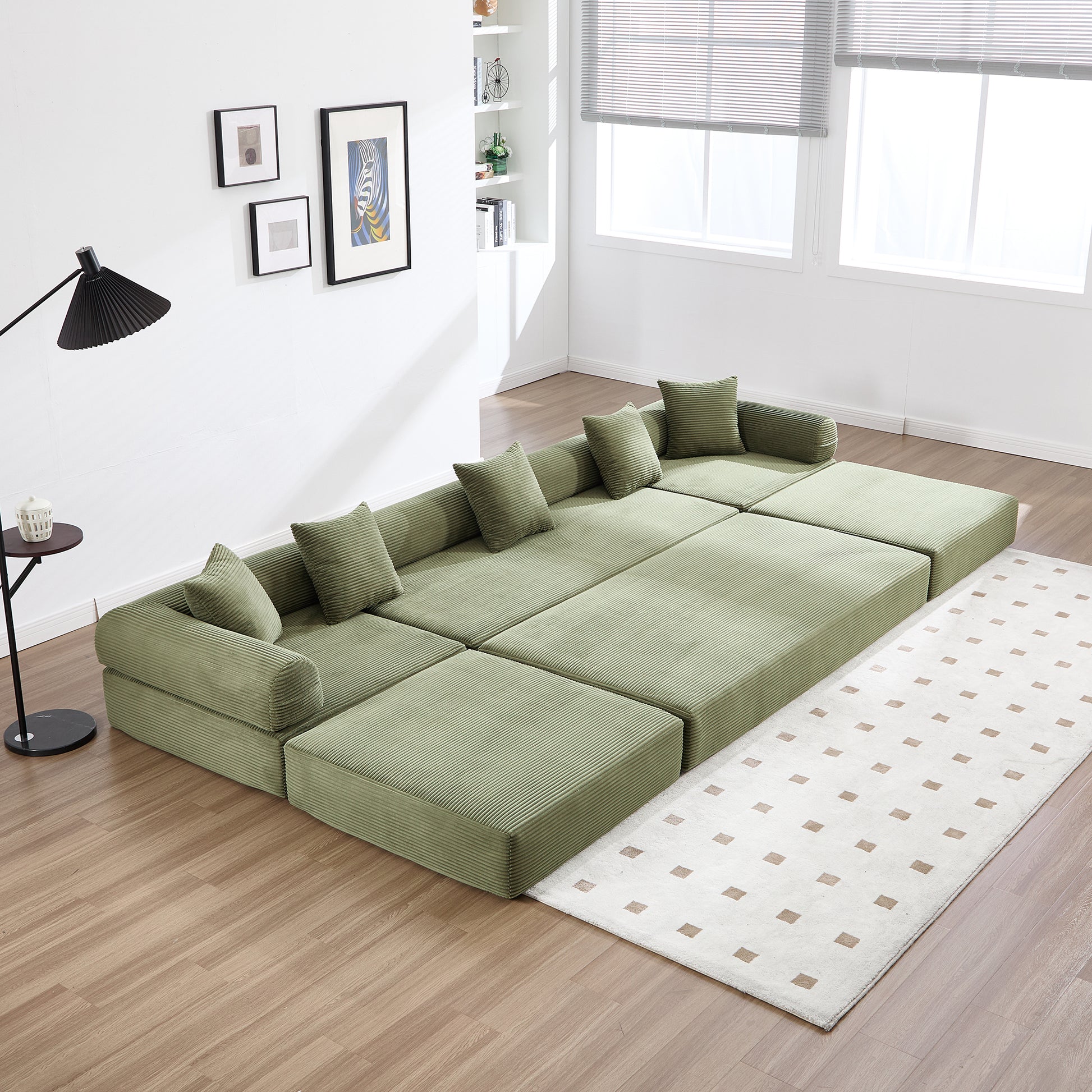 UNITED WE WIN convertible folding sofa bed, with fixed frame and pillow back handrail, cloud corduroy folding mattress sofa, folding memory foam bed in living room/dormitory/guest room/home office/apt image 12