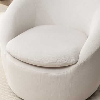 Winnie Modern Teddy Fabric Barrel Chair, 360° Swivel, Beige image 9