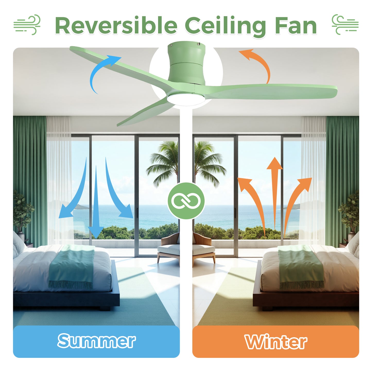 52-inch ceiling fan with light, solid wood blades, Dimmable Light with Memory Function, DC motor, Quiet operation image 5