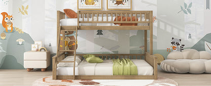 Twin XL over Queen Bunk Bed with Ladder and Guardrails, Walnut image 6