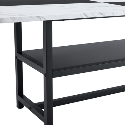 71 inch long two-color splicing fashionable dining table, a practical choice to add color to the home.Making it perfect for both family gatherings and friend parties.Black Sprayed Metal Table Legs. image 10