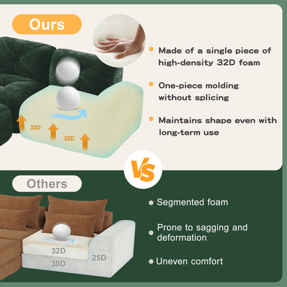 2-seater Tufted Sofa Couches With boneless Sofa,Soft Velvet Fabric,Bottom Anti-Slip Design,32D High Density Sponge,Ergonomic Design Bottom,No Assembly Required,Fits Living Rooms,Green image 10