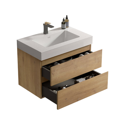 U041-Alice30-106 Alice 30" Natural Oak Bathroom Vanity with Sink, Large Storage Wall Mounted Floating Bathroom Vanity for Modern Bathroom, Pre-assembled image 7