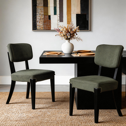 Modern Armless Dining Chairs Set of 2, Green, Contemporary Side Chairs with Wood Legs - Versatile Accent Chairs for Dining Room, Kitchen, or Living Room image 2
