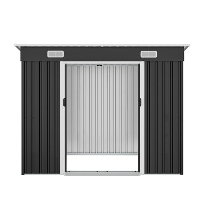 8x4ft Metal Shed, Sliding Door Galvanized Steel Shed with Lock Hole, Air Vents & Threshold, Outdoor Garden Tool Shed(7.84*4.04 FT) image 8