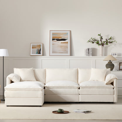 [NEW SKU of N723S0687W]103" Chenille Modular Sectional Sofa with Deep and Wide Seat, L Shaped Cloud Couch Set with Double Cushions, 4 Seat Sofa with Movable Ottoman, Oversized Indoor Furniture image 3