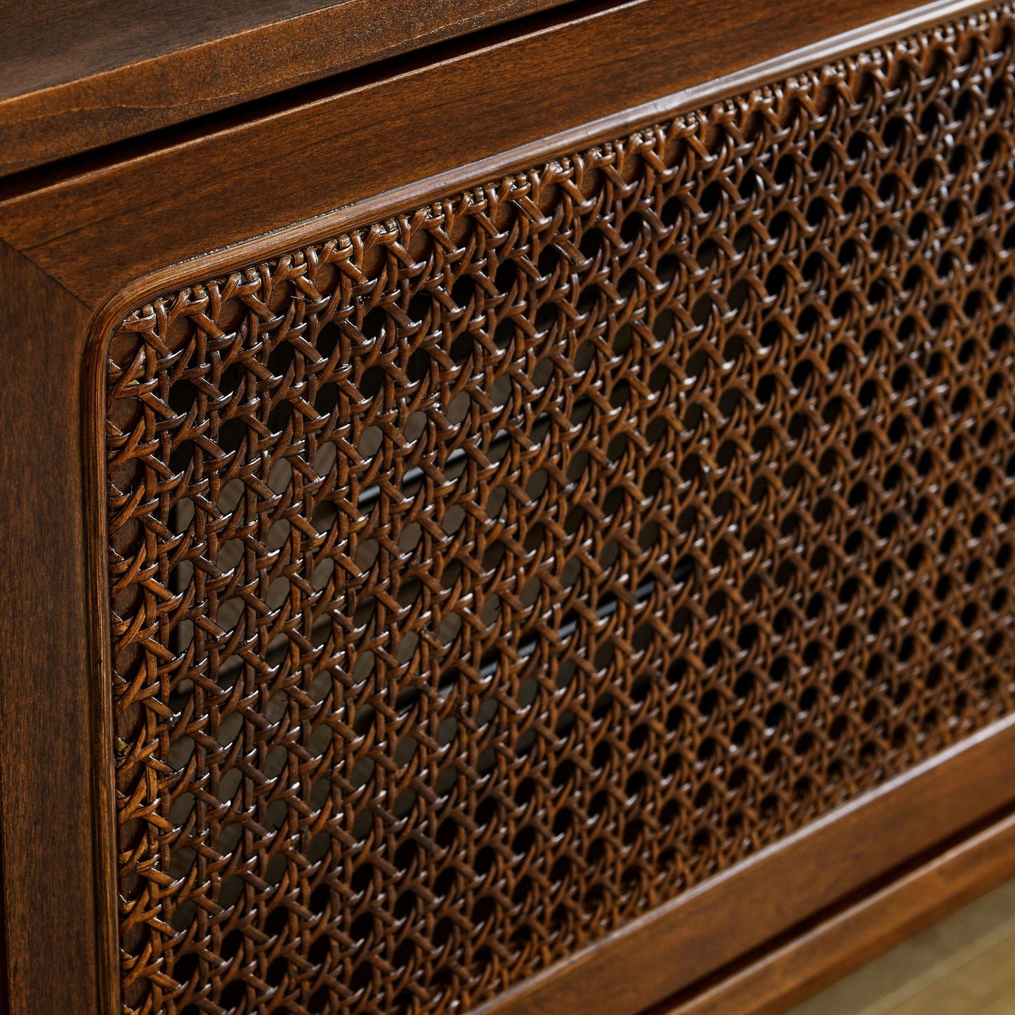 59 Inch Mid Century Modern Rattan TV Stand for 65 Inch TV, Entertainment Cabinet, Media Console for Living Room Media Ro image 7