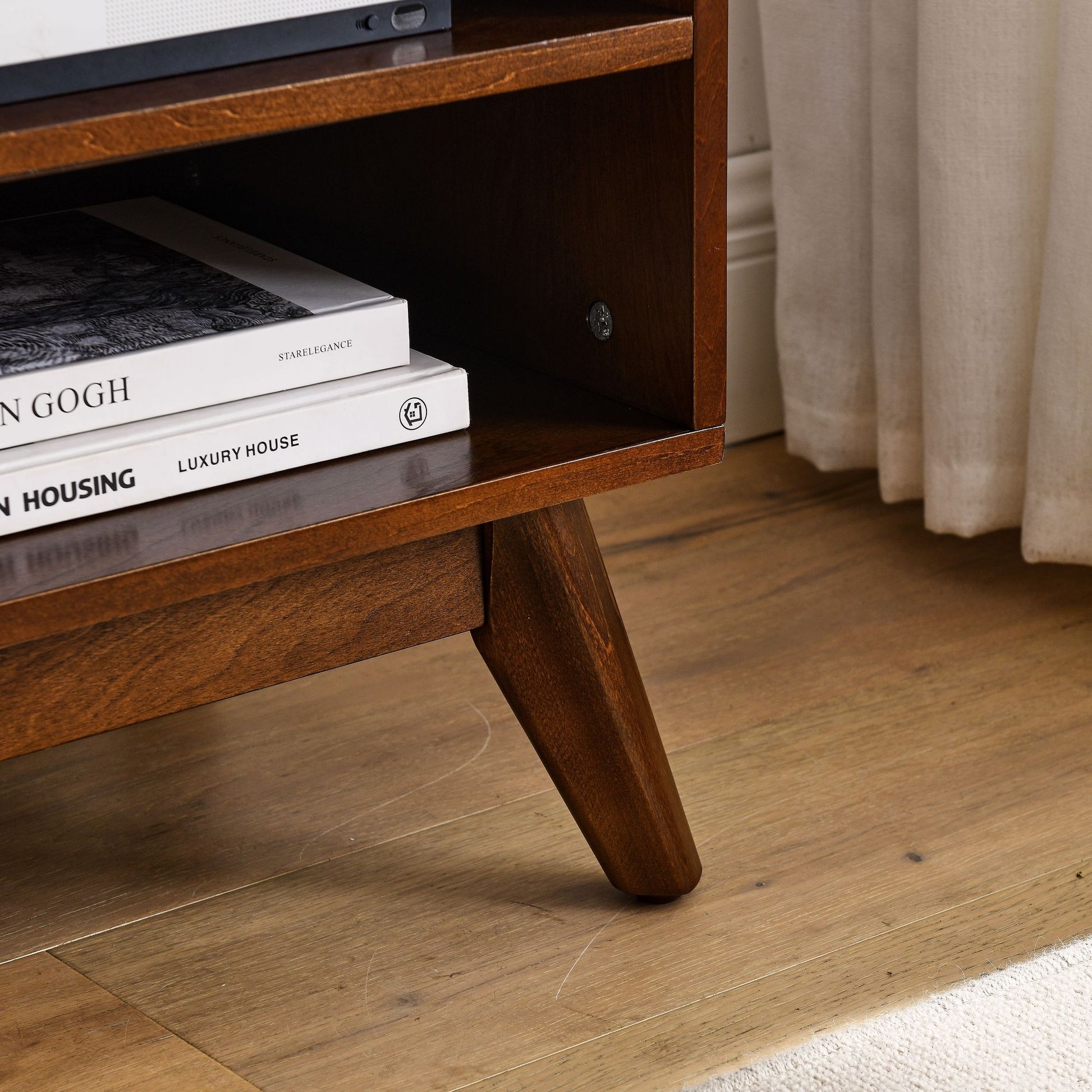 59 Inch Mid Century Modern Rattan TV Stand for 65 Inch TV, Entertainment Cabinet, Media Console for Living Room Media Ro image 5