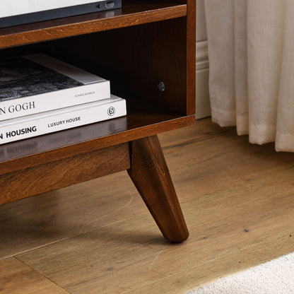 59 Inch Mid Century Modern Rattan TV Stand for 65 Inch TV, Entertainment Cabinet, Media Console for Living Room Media Ro image 5