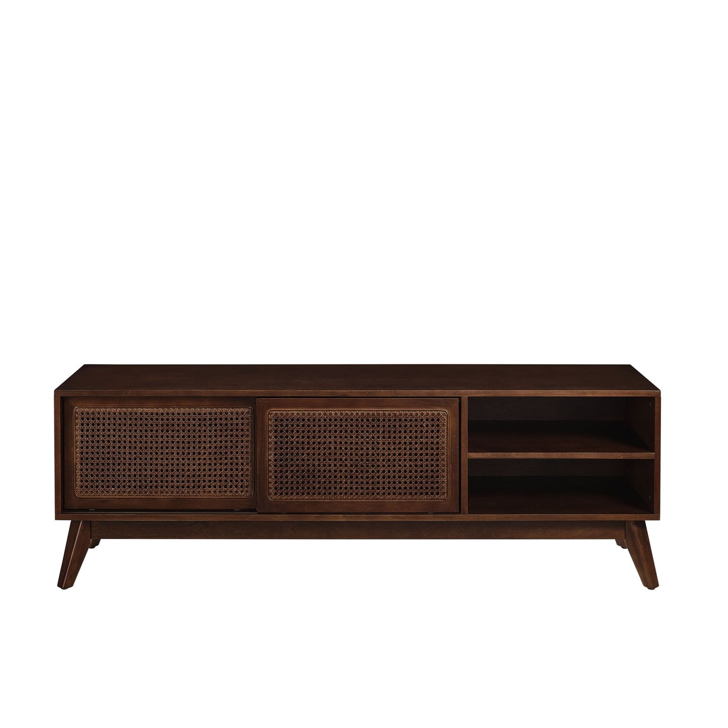 59 Inch Mid Century Modern Rattan TV Stand for 65 Inch TV, Entertainment Cabinet, Media Console for Living Room Media Ro image 9
