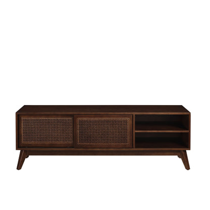 59 Inch Mid Century Modern Rattan TV Stand for 65 Inch TV, Entertainment Cabinet, Media Console for Living Room Media Ro image 9