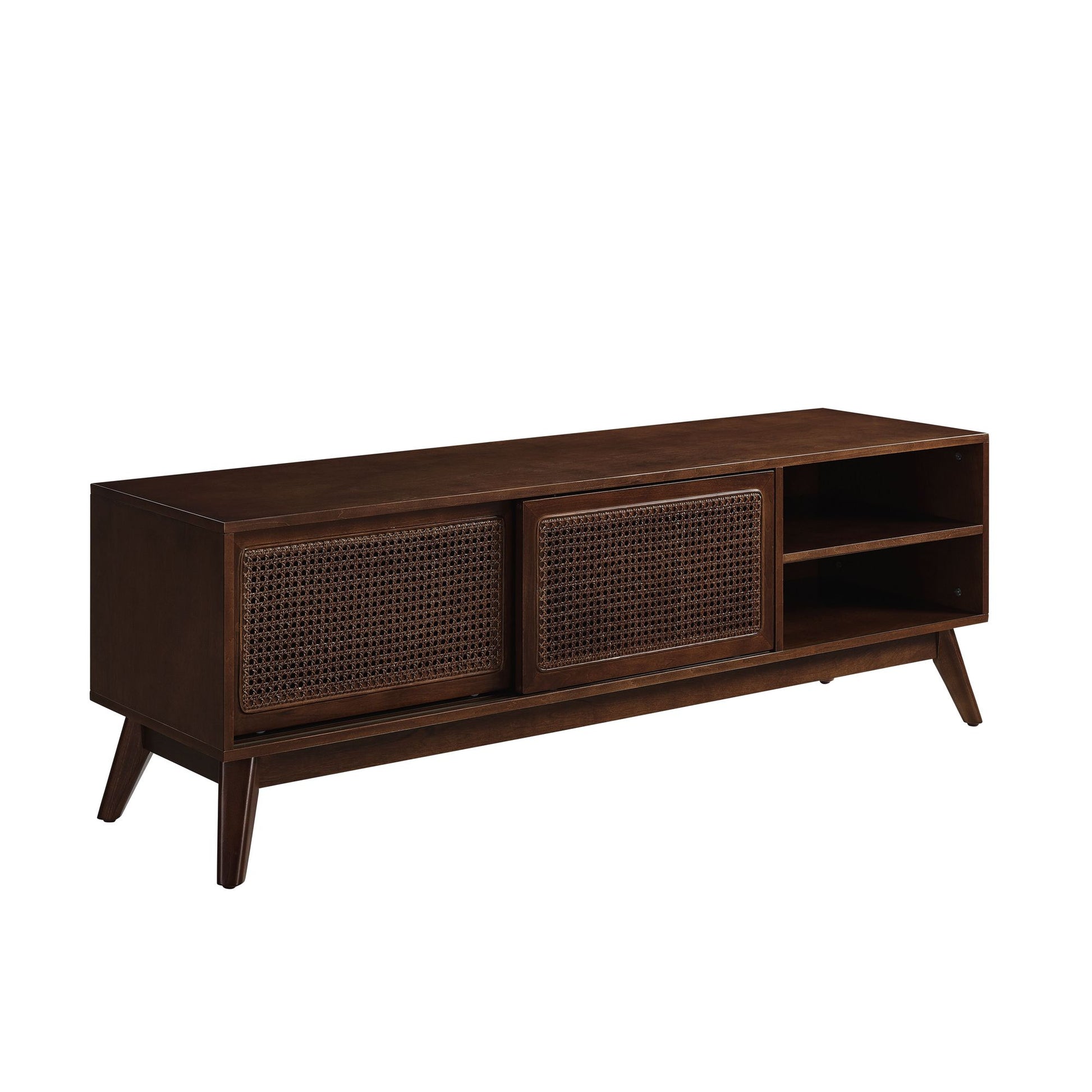59 Inch Mid Century Modern Rattan TV Stand for 65 Inch TV, Entertainment Cabinet, Media Console for Living Room Media Ro image 10