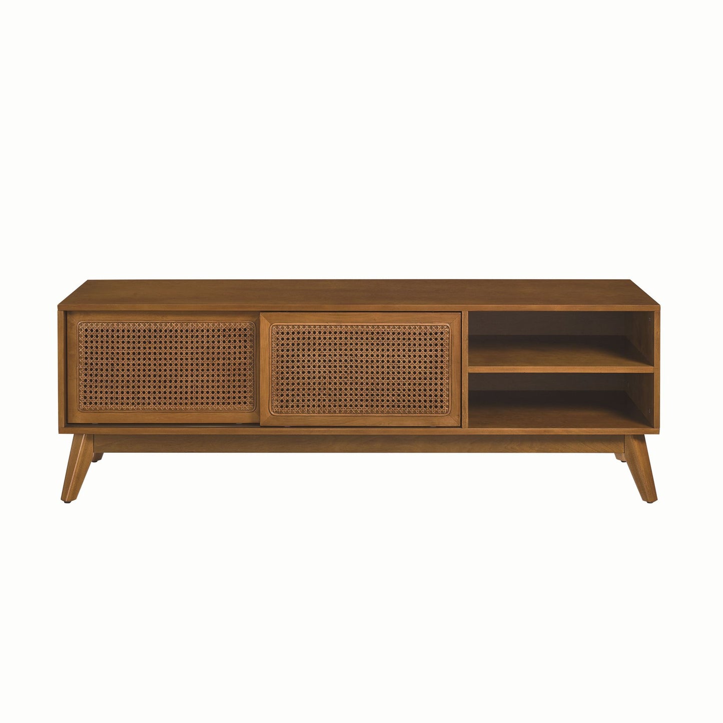 59 Inch Mid Century Modern Rattan TV Stand for 65 Inch TV, Entertainment Cabinet, Media Console for Living Room Media Ro image 9