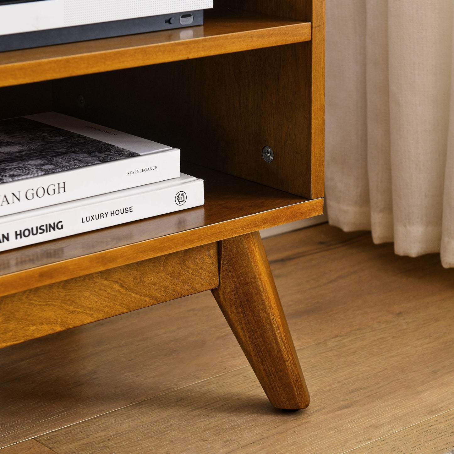 59 Inch Mid Century Modern Rattan TV Stand for 65 Inch TV, Entertainment Cabinet, Media Console for Living Room Media Ro image 5