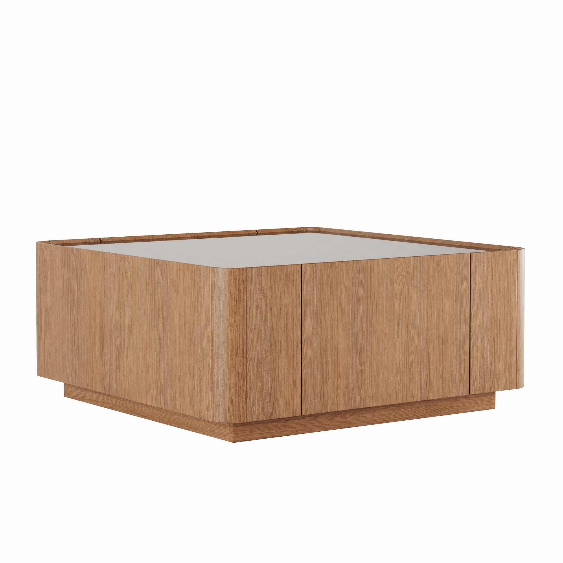 31.5-Inch Square Coffee Table with Storage Drawers,Modern Wooden Coffee Table with Glass Top,Tea Table Center Tables for Living Room Office,Walnut image 7