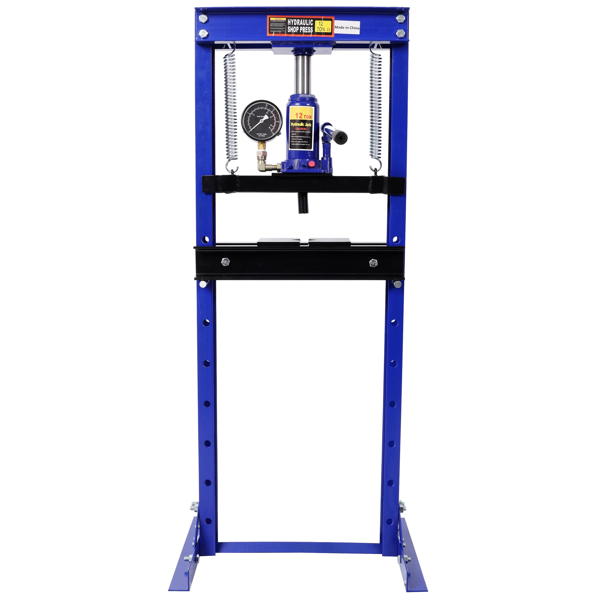 12Ton Bottle Jack Shop Press with Gauge, Bend, Straighten, or Press Parts, Install Bearings, U-Joints, Bushings, Ball Joints, and Pulleys,Blue image 5
