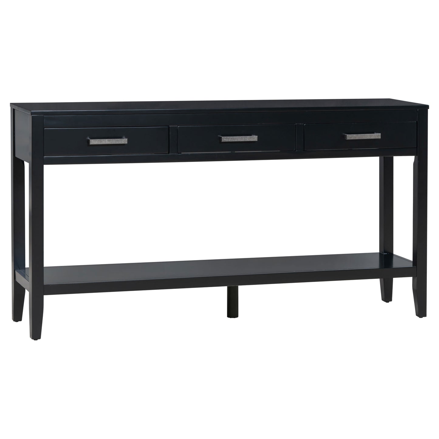 U_STYLE 59.1'' Farmhouse Entryway Table with 3 Drawers, Painted Console Table with Bottom Shelf & Iron Handles, Minimalist Sofa Table for Living Room, Hallway, Kitchen, Bedroom, Office image 11