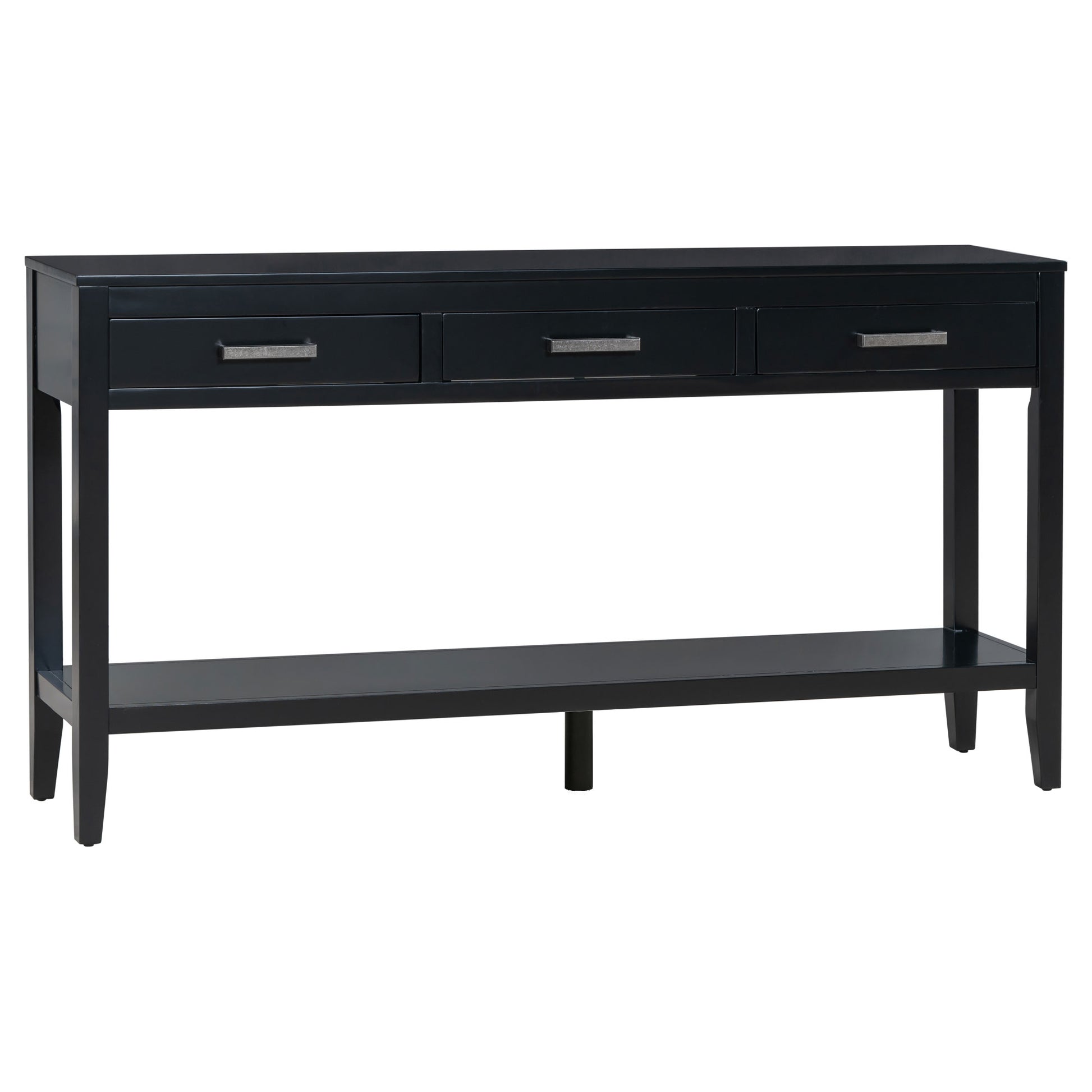 U_STYLE 59.1'' Farmhouse Entryway Table with 3 Drawers, Painted Console Table with Bottom Shelf & Iron Handles, Minimalist Sofa Table for Living Room, Hallway, Kitchen, Bedroom, Office image 11