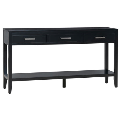 U_STYLE 59.1'' Farmhouse Entryway Table with 3 Drawers, Painted Console Table with Bottom Shelf & Iron Handles, Minimalist Sofa Table for Living Room, Hallway, Kitchen, Bedroom, Office image 11