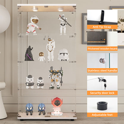 Tempered glass display cabinet,wine cabinet,storage cabinet,file cabinet,with a variety of colors of pat lights,door locks,adjustable floor feet suitable for uneven ground,can be placed anywhere,white image 5