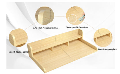 Washer Dryer Countertop with Non-slip Pads, Laundry Wood Shelf Topper with Edge, 54" Width x 27.5" Depth Double Layer Organizer for Washer and Dryer Laundry Hamper Counter Storage Organization (OAK) image 4