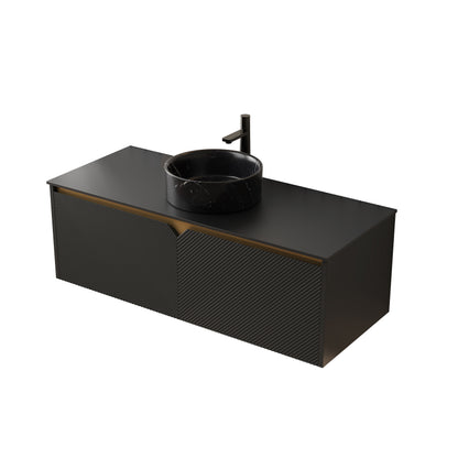 RUBEN 48" Wall-Mounted Black Plywood Cabinet and Black Sintered Stone Countertop, NO Basin, NO Faucet and Sink Cover image 7