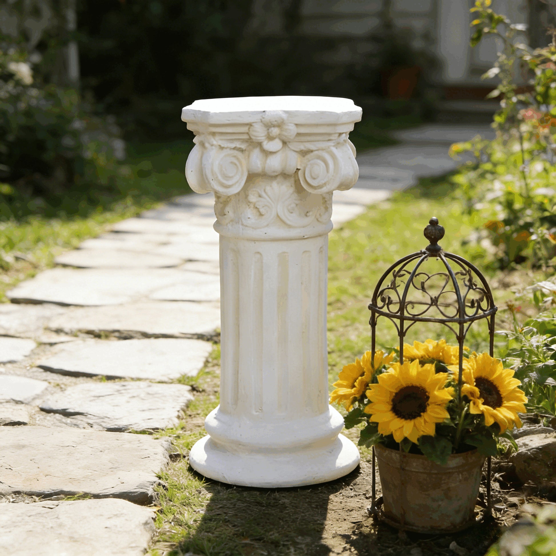 Garden Decorative Column, 15"Retro Elegant White Ancient Greek Style Roman Column, Suitable for Garden Decoration, Suitable for Weddings And Dining Tables, Multifunctional Indoor/outdoor Use, Perfect image 5