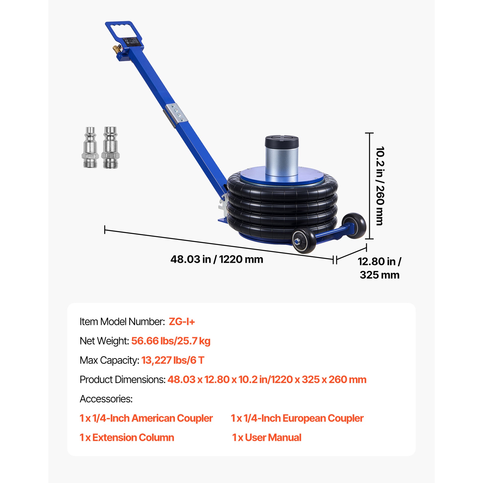 Air Jack, 6 Ton/13227 lbs Airbag Jack, Lift Up to 26.5 inch with Heightened Column, Adjustable Handle & Thick Rubber Pad, 2-5 s Fast Lifting Pneumatic for Car, SUV, Pickup Truck Repair, Garage image 11