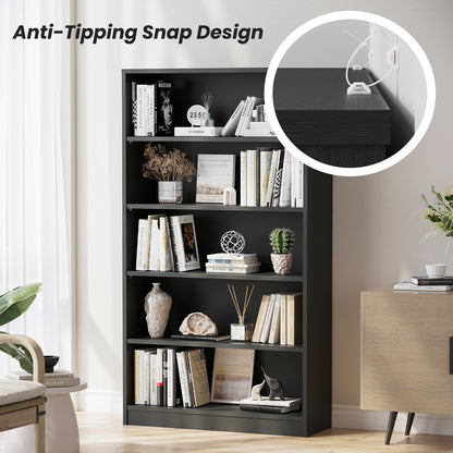 5 Shelf Bookcase 60 inch Tall Wood Bookshelf for Bedroom image 4