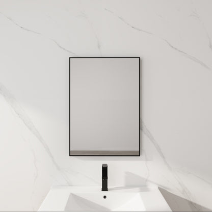 20'' Black Aluminum Frame Bathroom Mirror,Rectangular Wall Mounted Mirror image 1