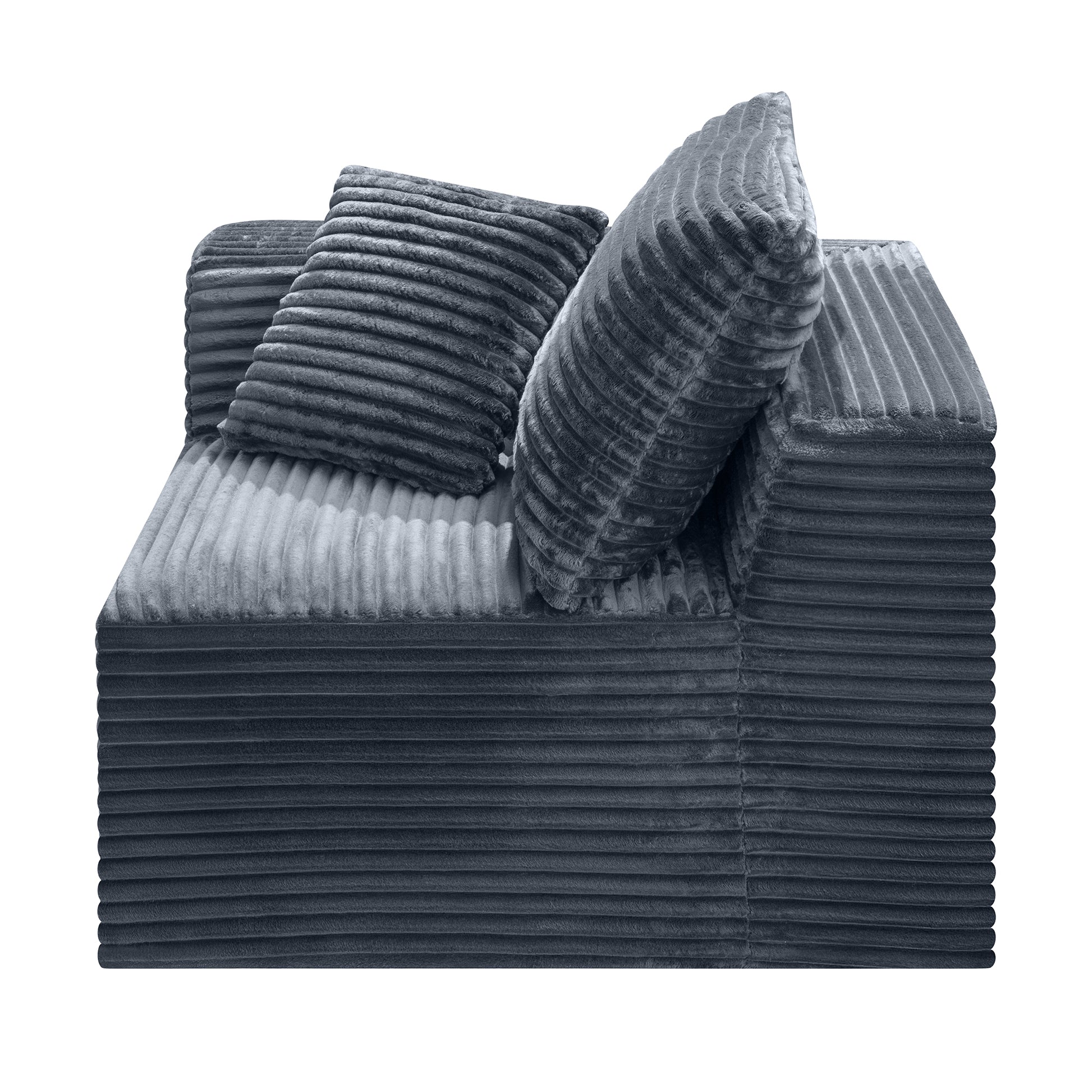 Gray Corduroy Modular Compression Sofa, Legless Floor-Hugging Armless Accent Chair for Living Room Bedroom image 9