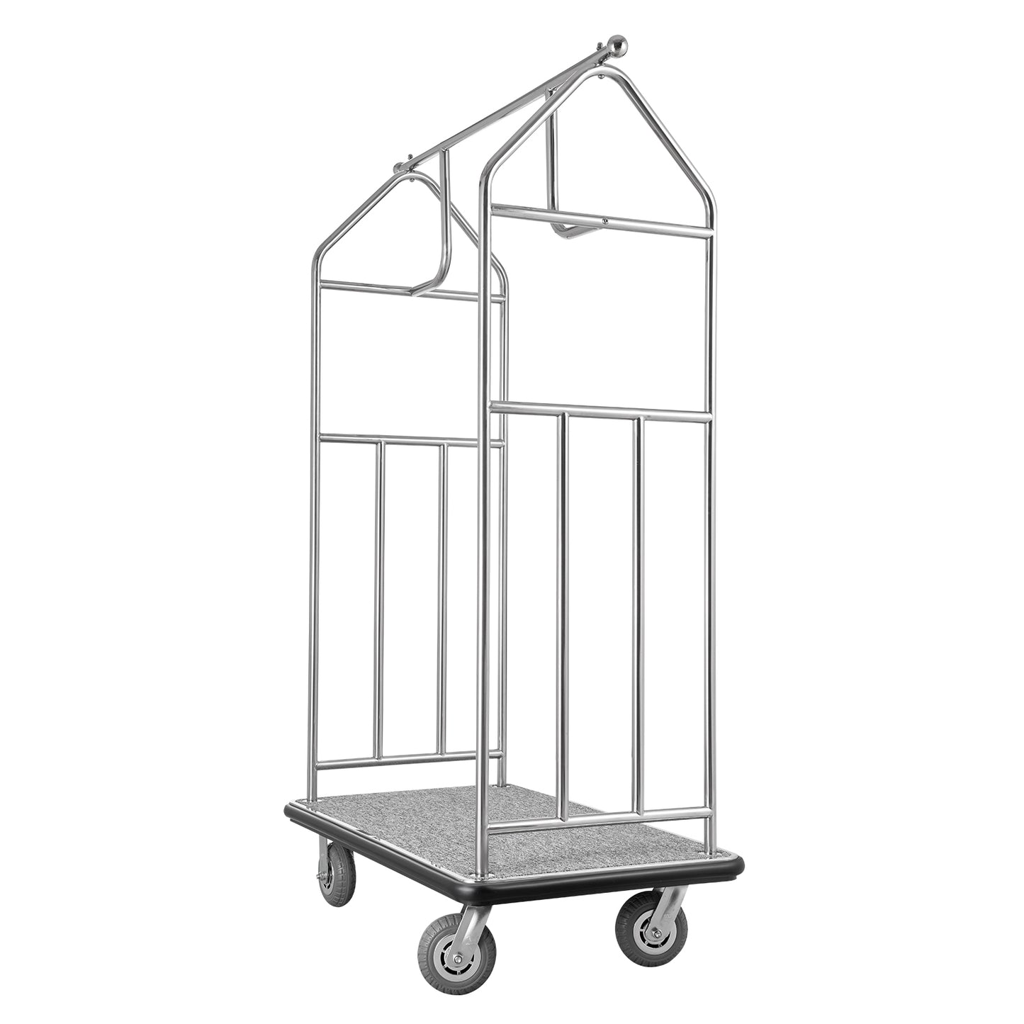Hotel Luggage Cart 800 LBS Brushed Stainless Steel Finish Bellman's Cart - Side View