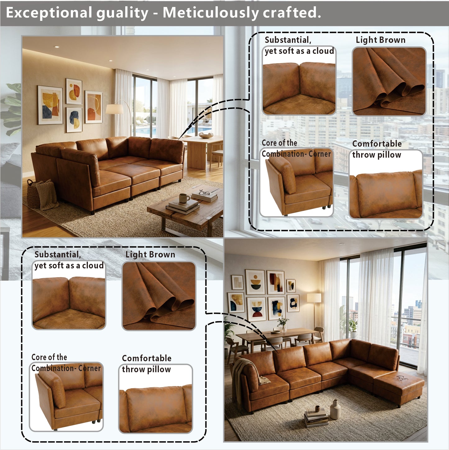 Modern Modular Corner Sofa Foil fabric Freely Configurable with image 4