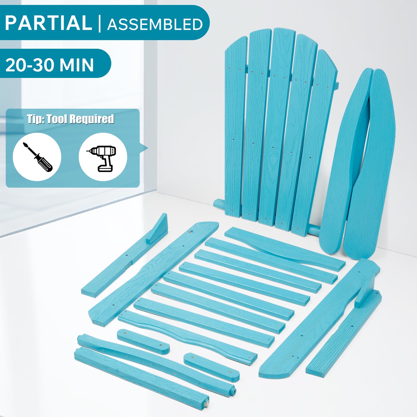 Wood Lounge Patio Chair for Garden Outdoor Wooden Folding Embossed Adirondack Chair Solid Wood Lounge Patio Chair with Wood Grain image 5