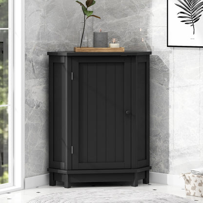 Black Bathroom Cabinet Triangle Corner Storage Cabinet with Adjustable Shelf Modern Style MDF Board(Old SKU:N725P172615B) image 1