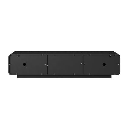 70''Tv Console With Modern Unique Spiral Wave Design With Storage Cabinet And 2 Drawers Tv Stand For Living Room, Bedroom, Black image 9