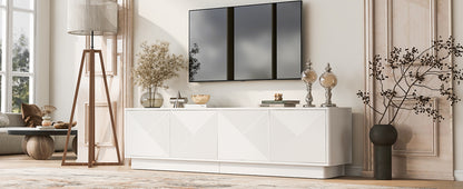 U-Can Stylish 4-Door Wave Design Cabinet with Adjustable Shelves & LED Accent image 6