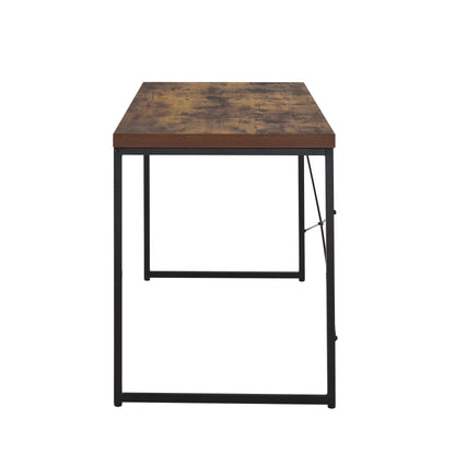 Bob Weathered Oak & Black Finish Writing Desk/Dressing Table/Game Table/Small Dining Table w/ Metal Legs image 4